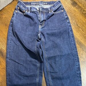 American Eagle Outfitters Women's Dark Blue Barrel Leg Jeans